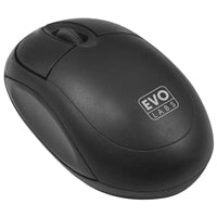 Evo Labs MO-001 Wired USB Mini Plug and Play Mouse, 800 DPI Optical Tracking, 3 Button with Scroll Wheel, Ambidextrous Design for PC / Mac / Laptop, Matte Black