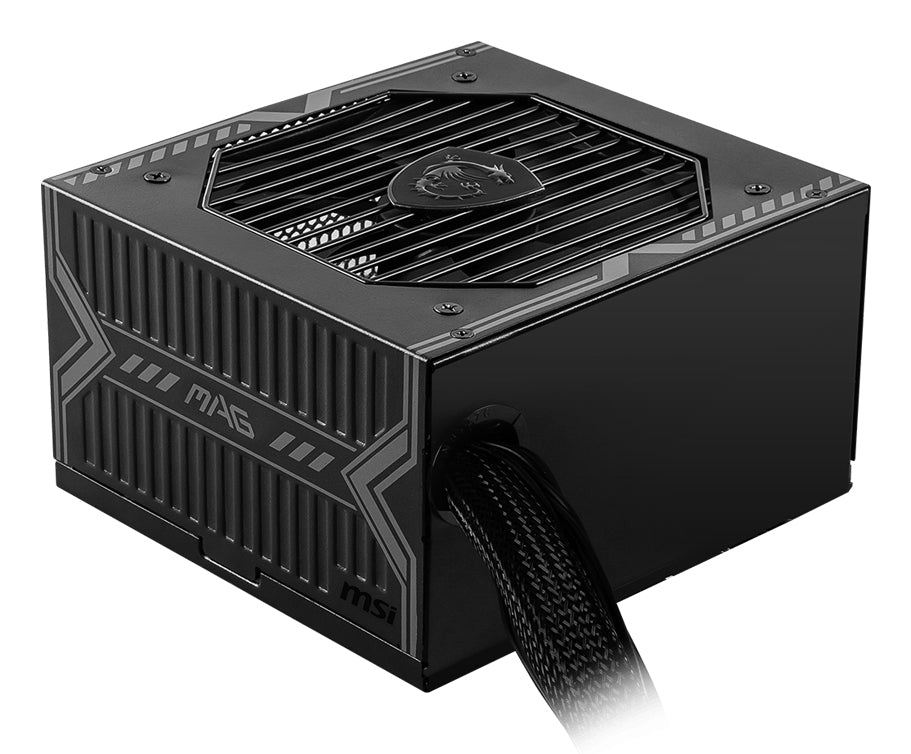 MSI MAG A550BN UK PSU '550W, 80 Plus Bronze certified, 12V Single-Rail, DC-to-DC Circuit, 120mm Fan, Non-Modular, Sleeved Cables, ATX Power Supply Unit, UK Powercord, Black'