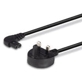 Lindy 30454 0.5m UK 3 Pin Plug To Right Angle IEC C7 (Figure-8) 3 Amp Fuse Mains Extension Cable - Black