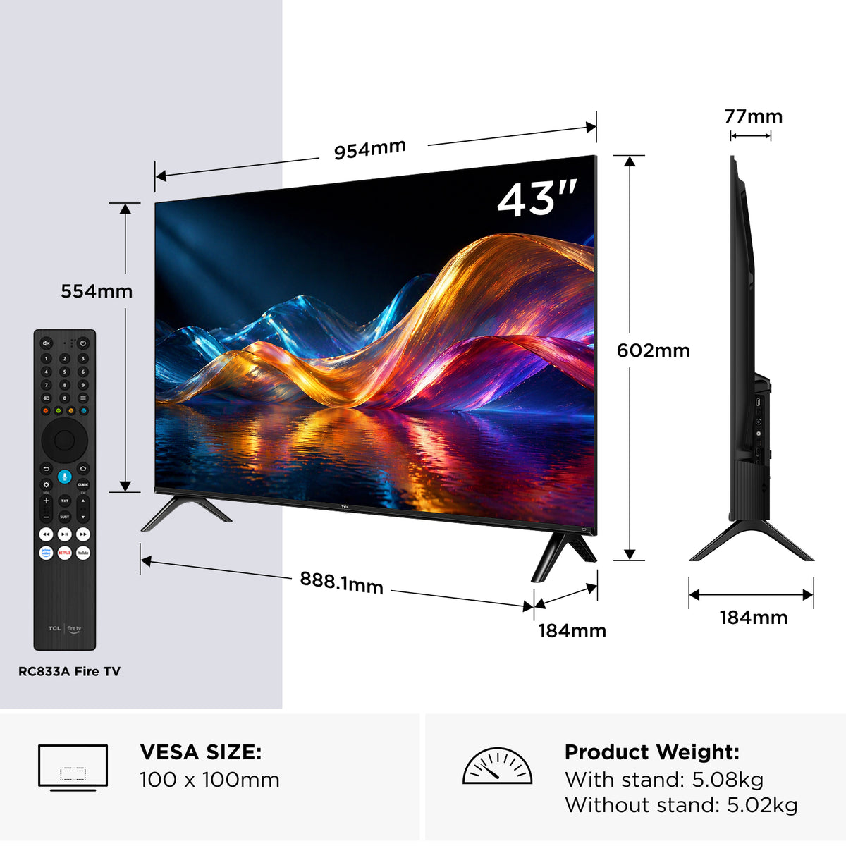 TCL 43V5D-UK TV 109.2 cm (43") Full HD Smart TV Wi-Fi
