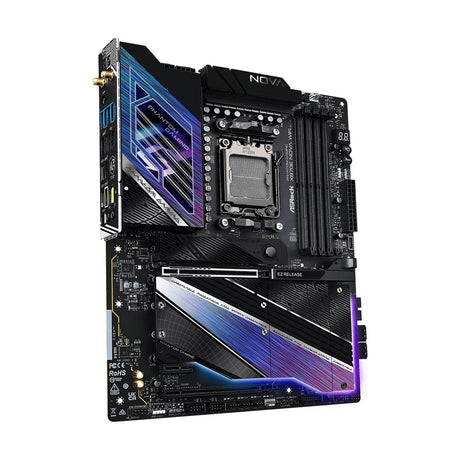 ASRock X870E NOVA WIFI PHANTOM GAMING AMD AM5 Socket Motherboard, ATX, 4x DDR5 Slots, 5x M.2 Sockets, Fitted I/O Shield, 5GbE LAN, Wi-Fi 7, 1x HDMI Port / 2x USB-C (USB4)