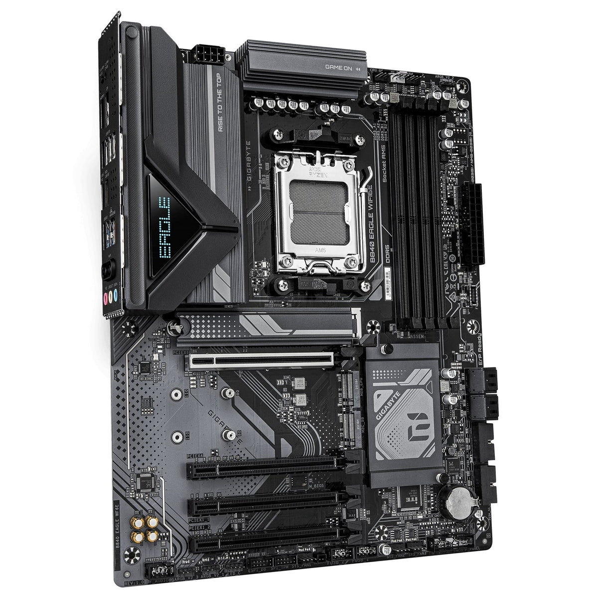 Gigabyte B840 EAGLE WIFI6E AMD AM5 Socket Motherboard, ATX, 4x DDR5 Slots, 3x M.2 Socket, Fitted I/O Shield, 2.5GbE LAN, Wi-Fi 6E, 1x DisplayPort / 1x HDMI Port