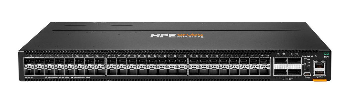 Hewlett Packard Enterprise Aruba Networking CX 8100 48x10G SFP+ 4x40/100G QSFP28 FB Airflow 3Fan 2AC PSU Switch Bdl