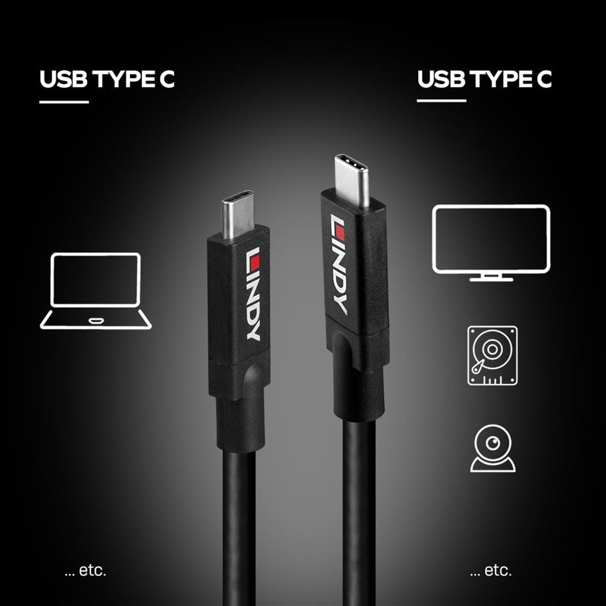 LINDY 43308 5m Active USB 3.2 Gen 2 C/C Cable, Data transfer rates up to 10Gbps, Supports video resolutions up to UHD 8K 7680x4320@60Hz including 4K 4096x2160@120Hz, 2 year warranty