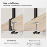 VonHaus Dual Monitor Stand for 13-32 Inch Screens, Twin Monitor Mount with Desk Clamp, Height Adjustable, Easy Assemble Stand with Full Tilt, Rotation & Swivel Arms, VESA 75x75 & 100x100mm