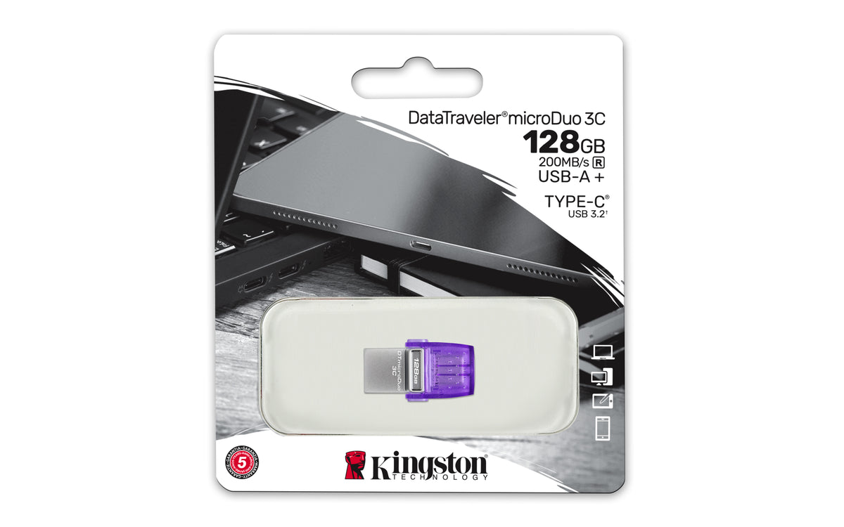 Kingston Technology DataTraveler 128GB microDuo 3C 200MB/s dual USB-A + USB-C